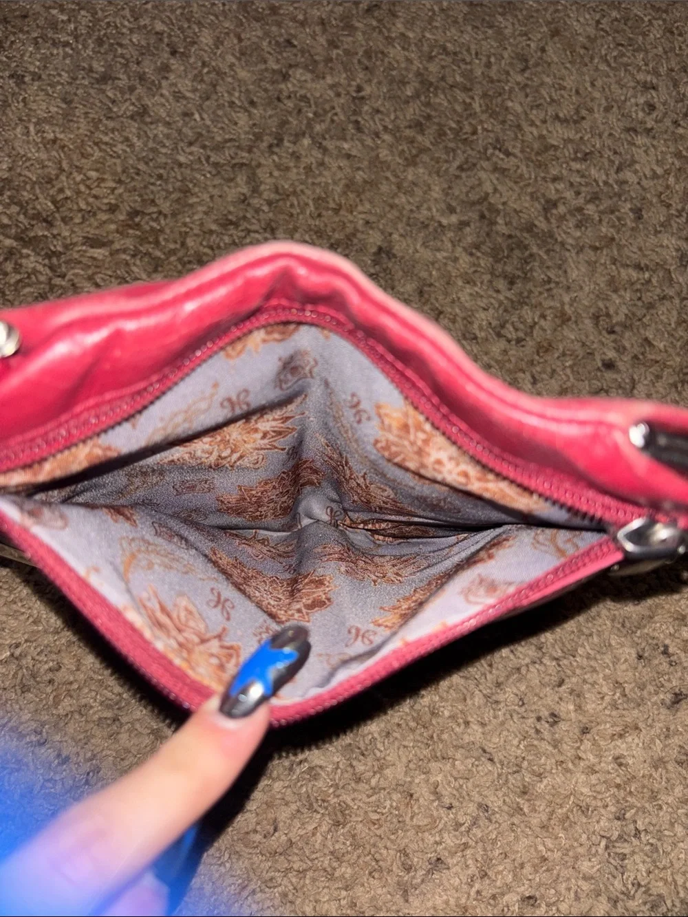HOBO Red Leather Frame Clutch with Metal Kiss-Lock
